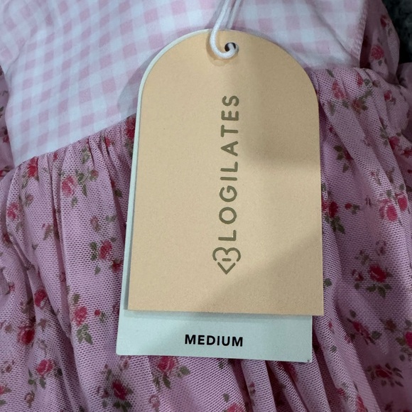 Blogilates Women’s Sweetheart Babydoll Dress - Pink Gingham Size Medium NWT - Picture 6 of 9